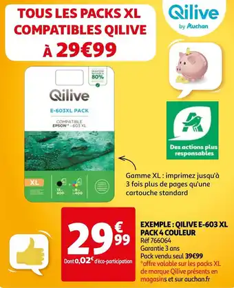 Auchan Exemple : qilive E-603 XL pack 4 couleur offre