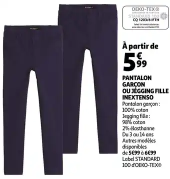Auchan Pantalon garçon ou jegging fille inextenso offre