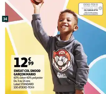 Auchan Sweat col snood garçon mario offre