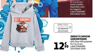 Auchan Sweat à capuche garçon mario offre