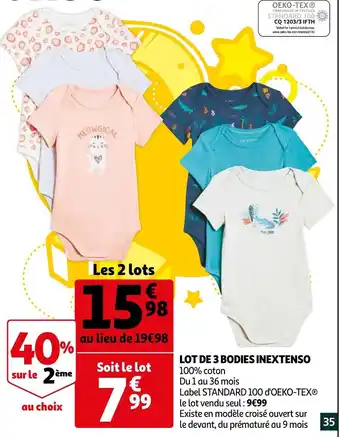Auchan Lot de 3 bodies inextenso offre