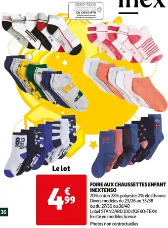 Auchan Foire aux chaussettes enfant inextenso offre