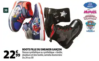 Auchan Boots fille ou sneaker garçon offre
