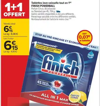 Carrefour Finish Powerball Tablettes Lave-Vaisselle Tout En 1 offre