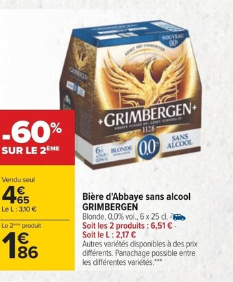 Carrefour Grimbergen Bière d'Abbaye sans Alcool offre