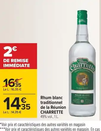 Carrefour Charrette Rhum Blanc Traditionnel de La Réunion offre