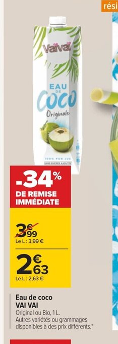 Carrefour Vai Vai Eau de Coco offre