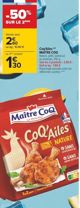 Carrefour Coq Ailes Maître Coq offre