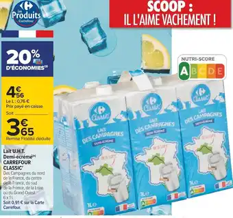 Carrefour Carrefour Classic Lait U.H.T Demi-écrémé offre