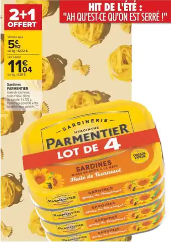 Carrefour Parmentier sardines offre