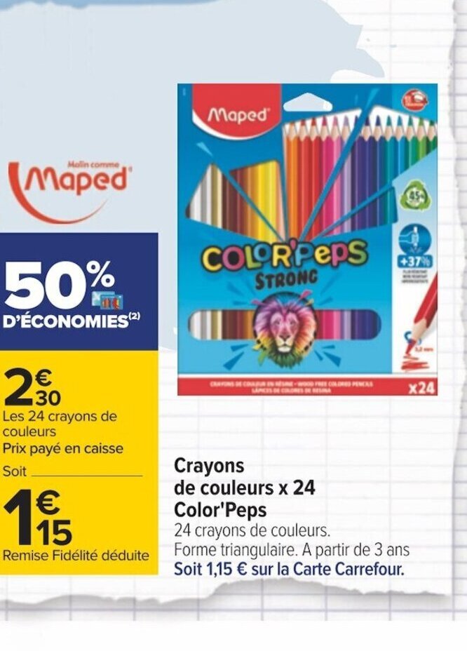 Promo Color Peps Crayons de Couleurs x24 chez Carrefour