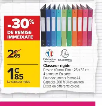 Carrefour Classeur Rigide offre