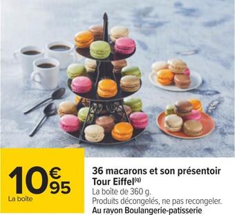 Carrefour 36 macarons et son présentoir tour eiffel offre