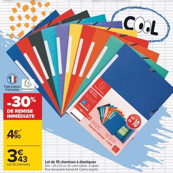Carrefour Exacompta lot de 10 chemises à élastiques offre