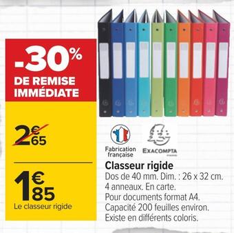 Carrefour Exacompta classeur rigide offre