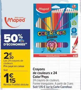 Carrefour Maped crayons de couleurs x 24 color'peps offre
