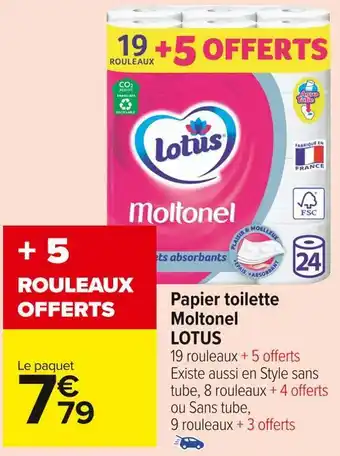 Carrefour Market Lotus papier toilette moltonel offre