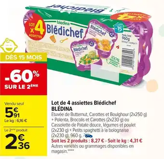 Carrefour Market Blédina lot de 4 assiettes blédichef offre