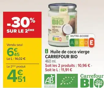 Carrefour Carrefour bio huile de coco vierge offre
