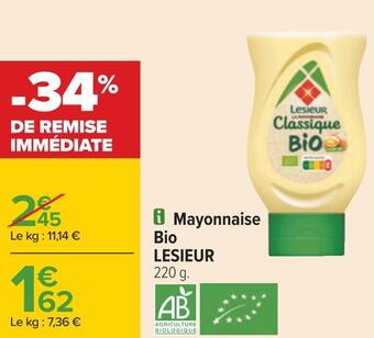 Carrefour Lesieur mayonnaise bio offre