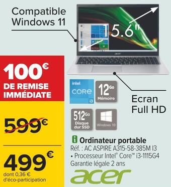 Carrefour Acer ordinateur portable offre