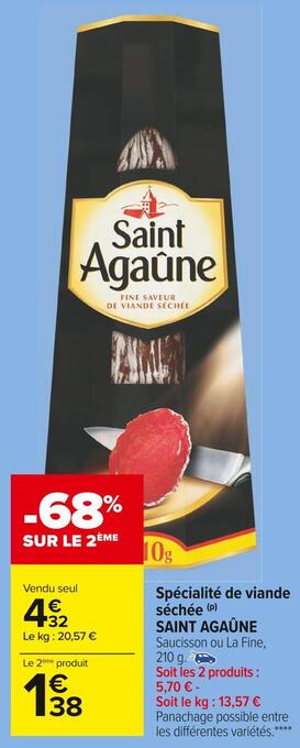 Carrefour Market Saint agaûne spécialité de viande séchée offre