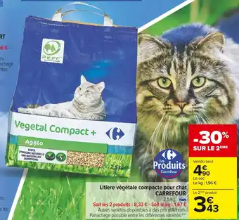 Carrefour Market Carrefour litière végétale compacte pour chat offre