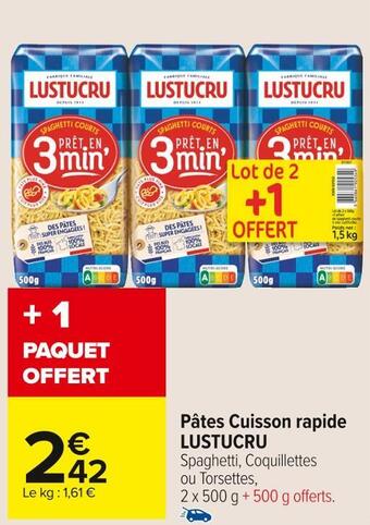 Carrefour Market Lustucru pâtes cuisson rapide offre