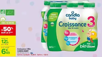 Carrefour Market Candia baby croissance 3 bio offre