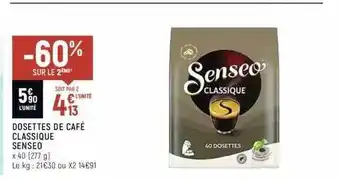 Spar Dosettes de café classique senseo -60% sur le 2ème offre