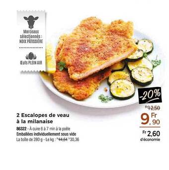 Thiriet 2 escalopes de veau à la milanaise offre