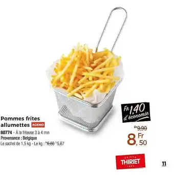 Thiriet Pommes frites allumettes agemo offre