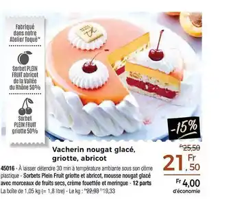 Thiriet Vacherin nougat glacé, griotte, abricot offre