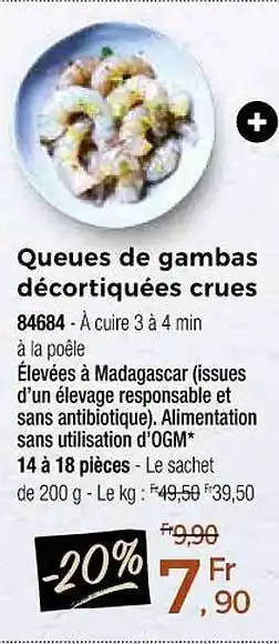 Thiriet Queues de gambas décortiquées crues offre