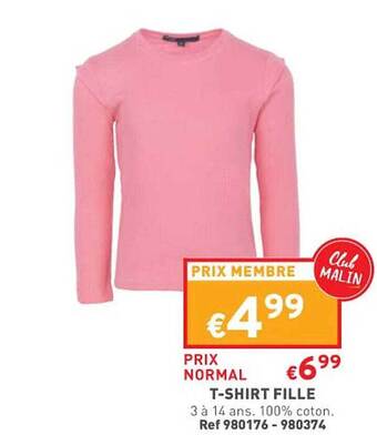Trafic T-shirt fille offre