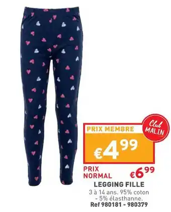 Trafic Legging fille offre
