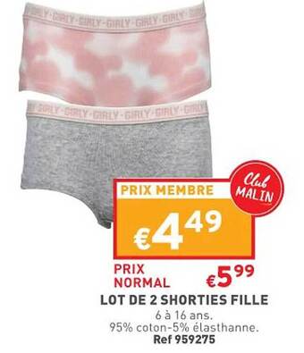 Trafic Lot de 2 shorties fille offre