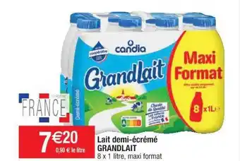 Cora x Carrefour Lait demi-écrémé grandlait offre