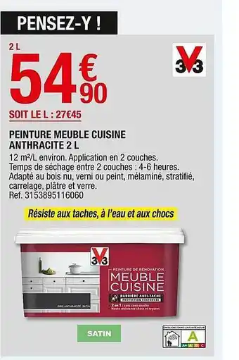 Brico Dépôt Peinture meuble cuisine anthracite 2l offre