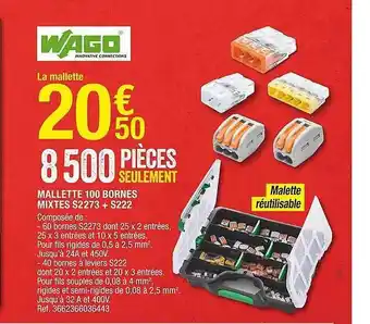 Brico Dépôt Mallette 100bornes mixtes s2273 +s222 offre