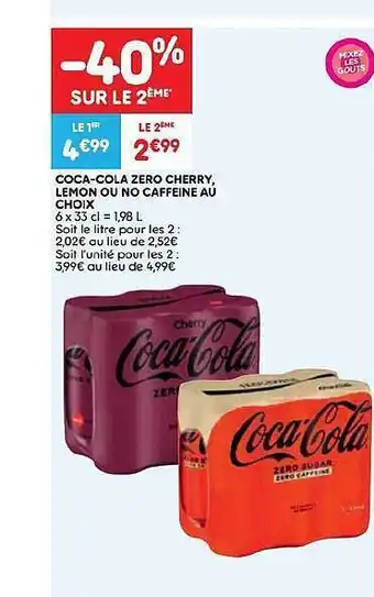 Leader Price Coca-cola zero cherry lemon ou no caffeine au choix offre
