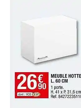Brico Dépôt Meuble hotte l.60cm offre