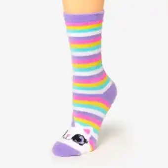 Claire's Socquettes à rayures chat-licorne cosy offre