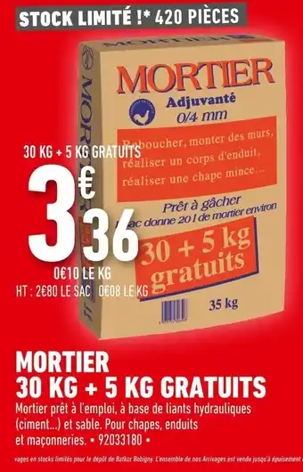 Batkor Mortier 30kg +5kg Gratuits offre