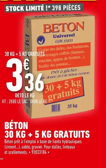 Batkor Béton 30kg +5kg Gratuits offre