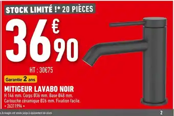 Batkor Mitigeur Lavabo Noir offre