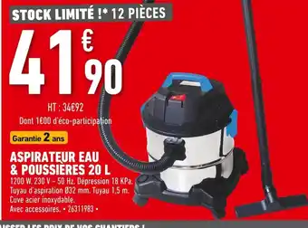 Batkor Aspirateur Eau + Poussières 20L offre