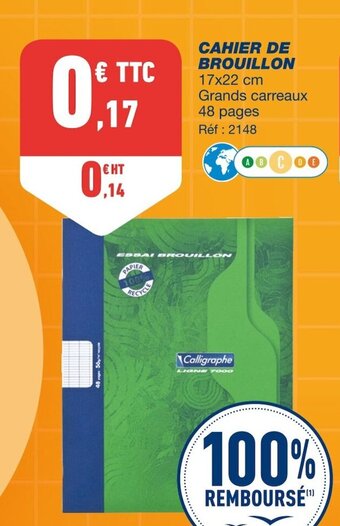 Bureau Vallée Cahier de Brouillon offre