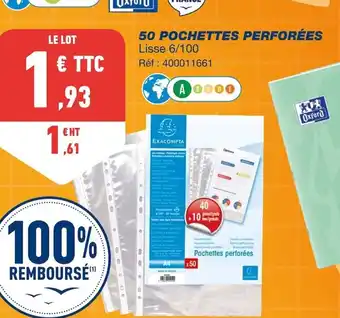 Bureau Vallée 50 Pochettes Perforées offre