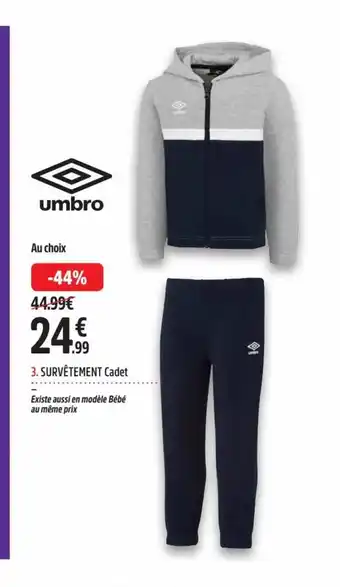 Intersport Umbro Survêtement Cadet offre